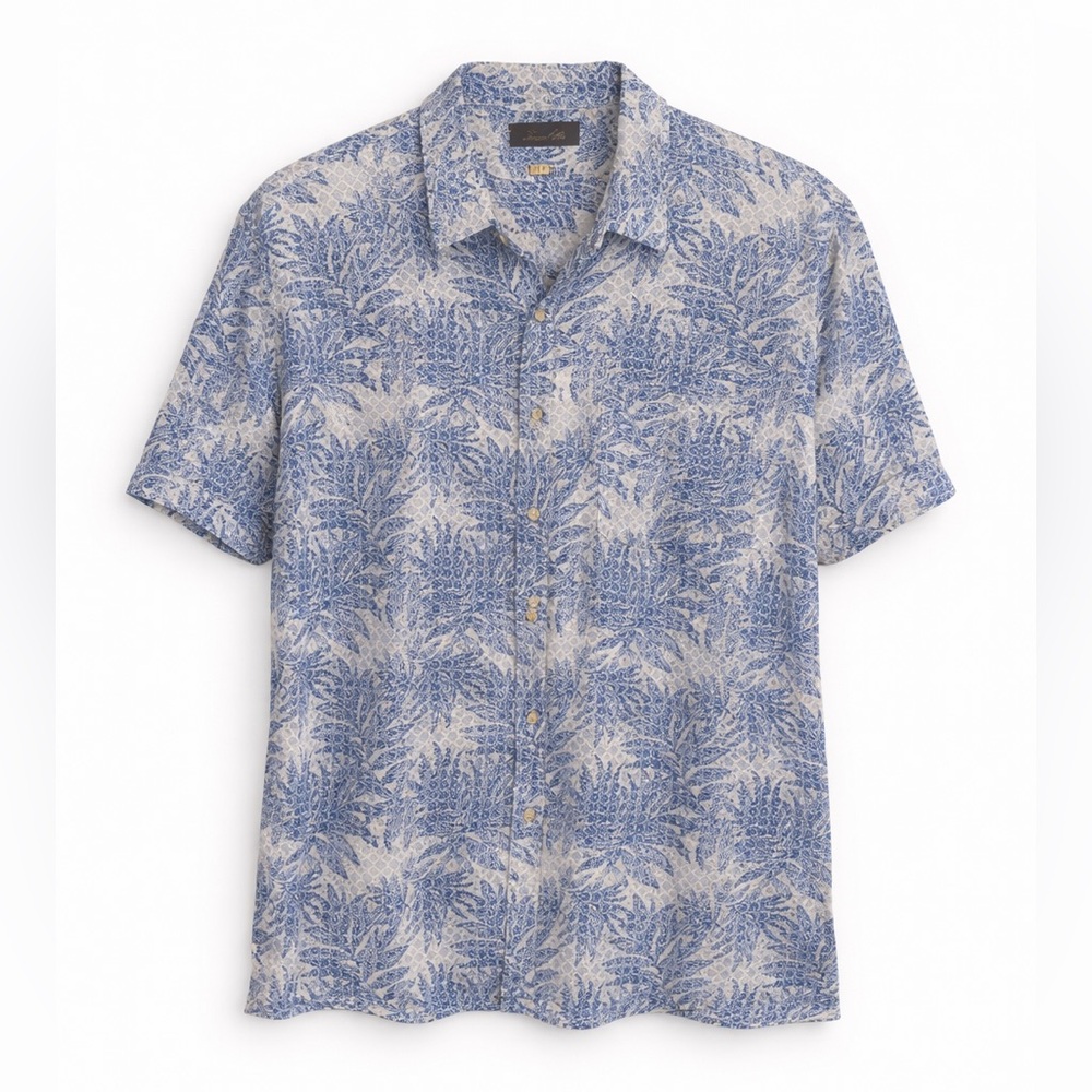 Tasso Elba Men’s Silk Blend Tropical Leaf Print Button Down Shirt XXL 🌴